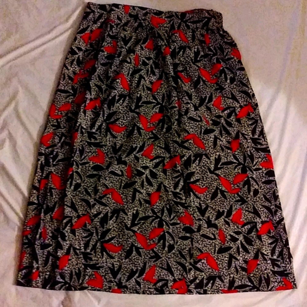 Vintage Crika  Red, Black,  White Patterned Skirt